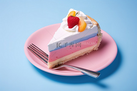 蓝盘上的冰淇淋糕点馅饼片 f bl020 p