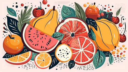 水果色彩背景插画