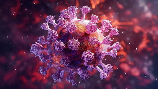 2019背景图片_用于医学或科学概念的电晕病毒 Delta 变体的 3D 渲染