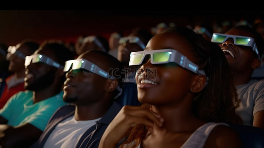 电影文化背景图片_多元文化观众一起欣赏 3D 电影