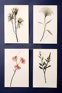 打印室背景图片_一组四根花茎，打印在单独的照片上