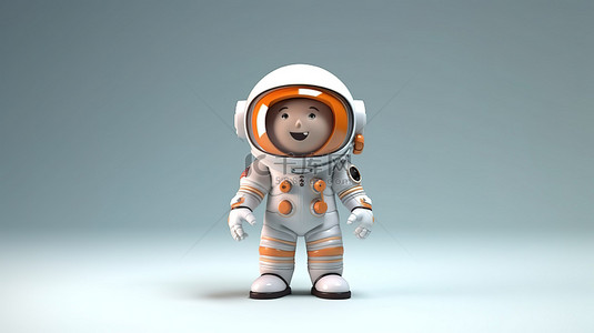 天文卡通背景图片_3d 渲染的卡通宇航员模型