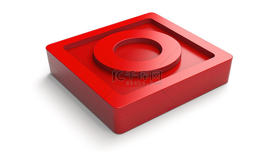 红厨房背景图片_白色背景上的单色平面 3D 图标实心红板