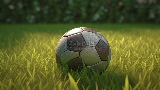 卡通体育馆背景图片_3d 渲染的足球独自站在郁郁葱葱的绿草背景上