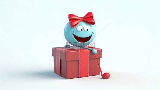 红色背景地球背景图片_地球吉祥物的 3D 渲染，白色背景上带有礼品盒和红丝带