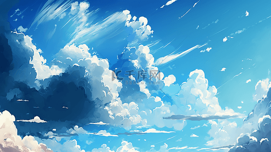 晴朗湛蓝背景图片_天空湛蓝天空厚厚白云