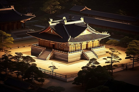 寺庙旅行背景图片_从天空北公园东全罗看韩国寺庙