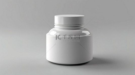 包装设计包装背景图片_具有光泽表面的白色圆形塑料奶油瓶的 3D 渲染
