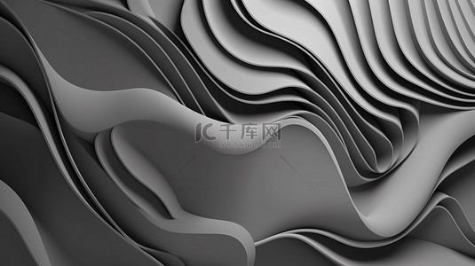 洞海报背景图片_3D 渲染中的海报模板设计抽象灰色剪纸艺术