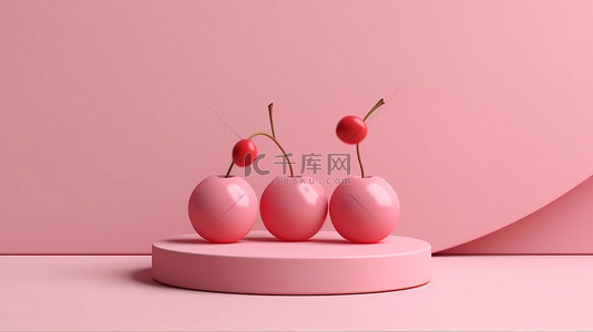 粉色背景树背景图片_优雅的粉色樱花简约讲台展示，用于 3D 产品演示