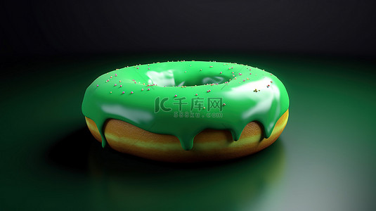 绿色蛋糕背景图片_为现实主义呈现的绿色甜甜圈 3d 卡通对象
