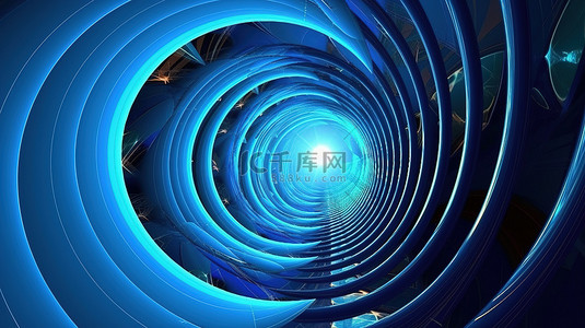 螺旋彩色背景图片_彩色螺旋门户抽象分形设计，蓝色和圆形，具有 3D 渲染