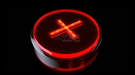 带有拒绝拒绝或叹息符号的红色 3d 按钮
