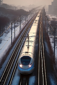 列车人背景图片_冬季韩国市的 Yosu 子弹头列车