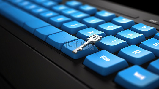 每周推荐背景图片_白色 PC 键盘的特写 3D 渲染，带有突出的蓝色推荐键