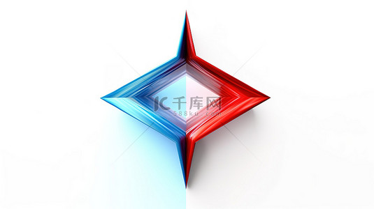 白色背景的 3D 插图，合并红色和蓝色线形成箭头