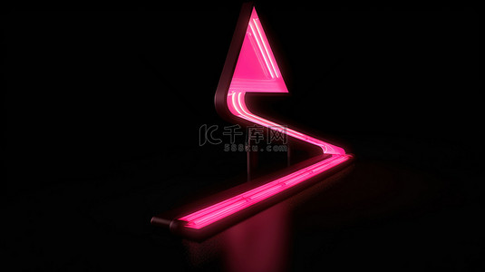孤立的黑色鞋跟标志用 3D 渲染中的粉红色交通灯照亮