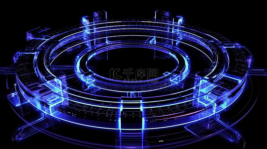科技圆线条背景图片_未来科幻时尚 3d 渲染中的圆滑线框圆