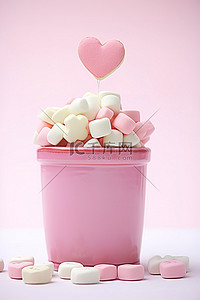 粉色花瓶与棉花糖