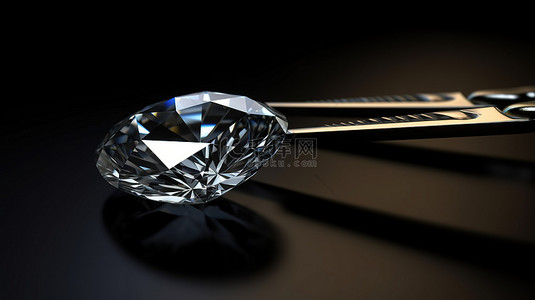 镊子背景图片_黑色背景上镊子夹住的钻石的 3D 渲染