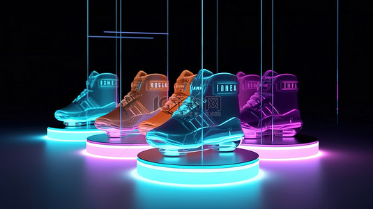 圆柱形 nft 运动鞋的 3D 插图展示了加密货币推动的趋势，将收入提升到了一个新的水平