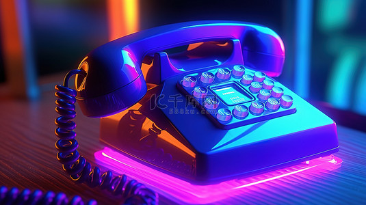 图家背景图片_紫外线照明家用电话的 3D 插图特写