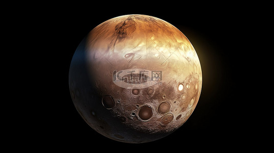 木星的卫星之一 io 的 3d 描绘，距离太阳第五颗行星