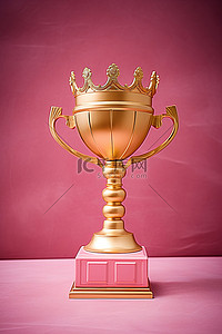 考研加油kt板背景图片_金冠奖站在粉红色的底座上
