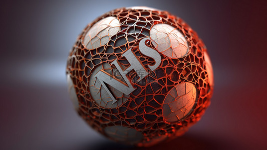 足球纹理在 3D 渲染中创建“新闻”一词
