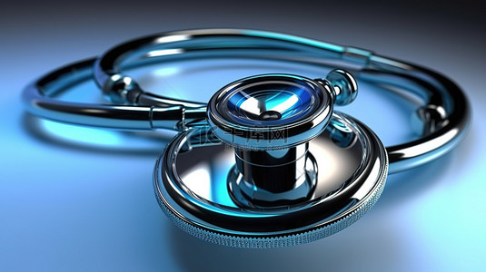 保险插画背景图片_背景下蓝色听诊器的医疗保健和保险概念 3D 渲染