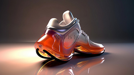 慢跑卡通背景图片_高速 3D 鞋的插图