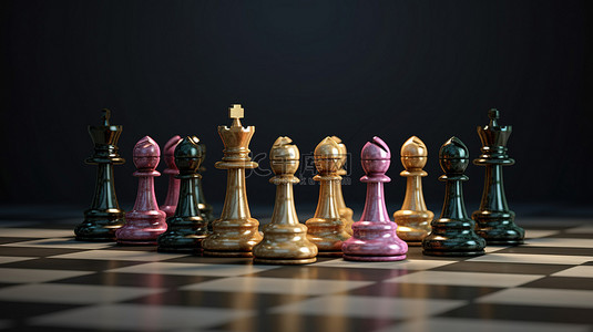 棋子的 3d 插图国王的军队失去了棋子