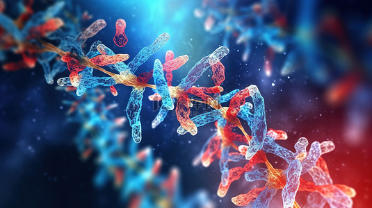 基因医疗背景图片_染色体和医学背景的 3d 渲染