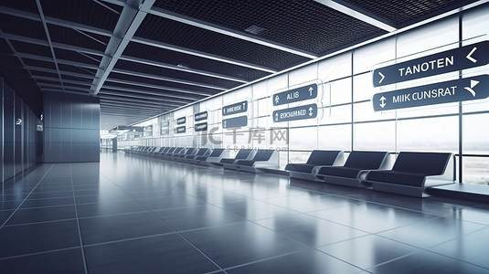 飞机商务舱背景图片_机场航站楼商务舱招牌的 3D 渲染图