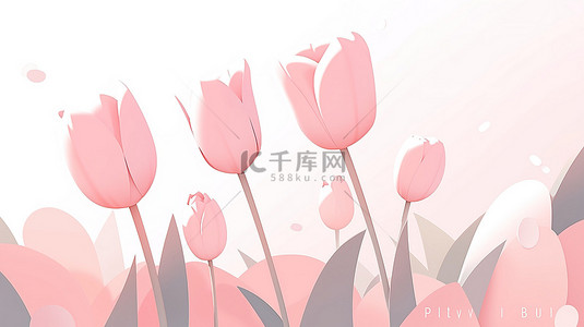 现代简约花艺背景图片_时尚现代的 3d 郁金香在简约的春天环境中非常适合情人节或国际妇女节