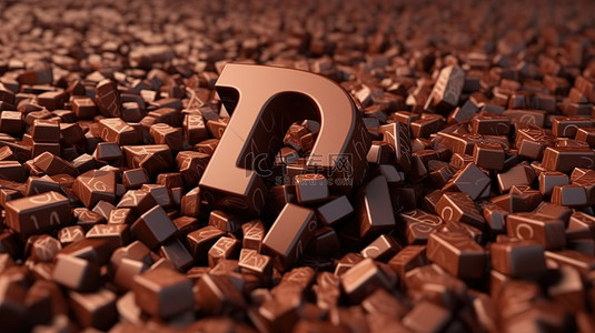 碎片背景图片_用大块和碎片构造的 3d 巧克力字母问号