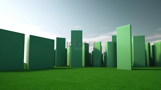 有条件的建筑遇到抽象的 3d 草坪广告