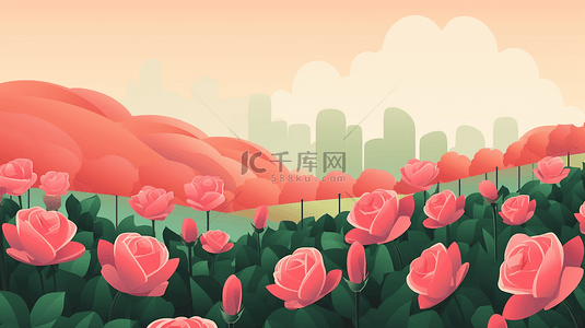 红色玫瑰花海报背景图片_玫瑰花植物叶子花卉装饰海报简单背景