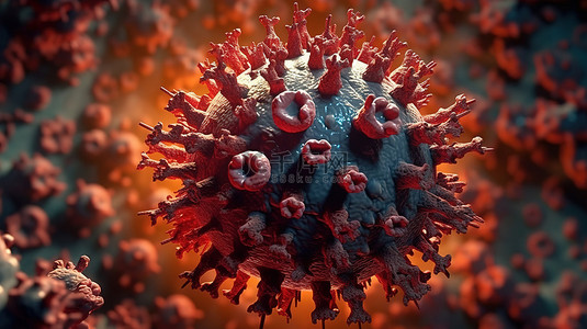 抽象技术风格中冠状病毒爆发的未来 3D 插图