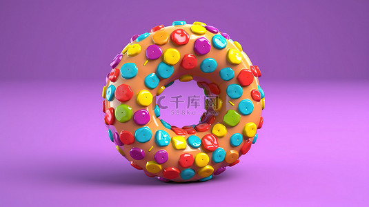 食品图形背景图片_柔和背景上彩色甜甜圈的 3D 渲染像素化图形
