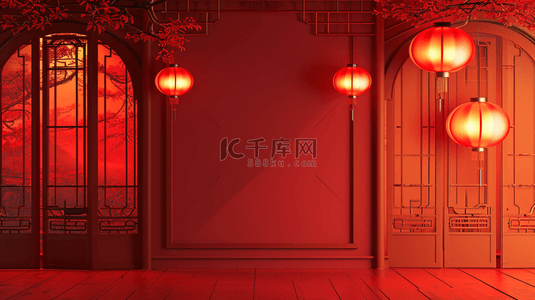 红色中国春节喜庆灯笼的背景图21