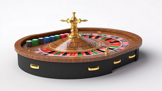 圓環背景图片_白色背景的 3d 渲染与彩色扑克赌场筹码和经典赌场轮盘赌桌