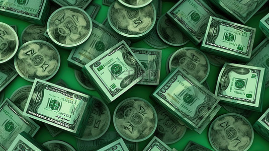 啄木鸟设计工作室背景图片_以美元货币为特色的 3D 渲染横幅设计
