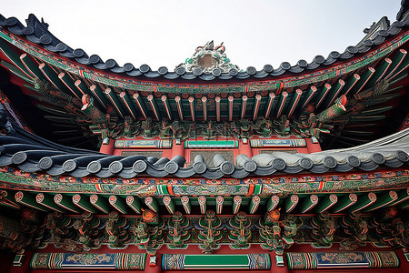 韩国宝塔的屋顶和正面