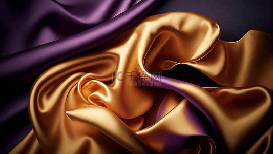 金色绸带背景图片_丝绸紫金色华丽