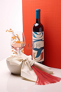 枫叶红背景图片_一瓶红酒和一个红色礼盒