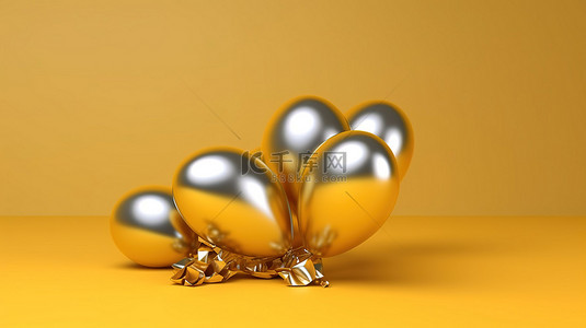 用金色气球渲染的 3D 问候背景