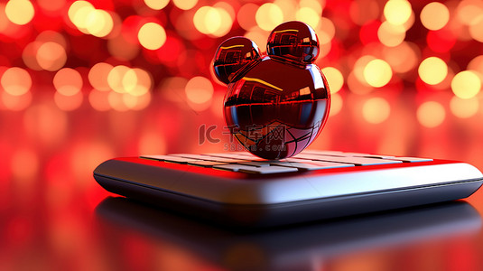 新年按钮背景图片_鼠标光标悬停在其上的红色新年按钮的 3D 插图