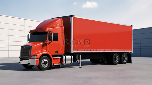 汽门背景图片_带有卷帘门的坚固卡车的 3D 渲染