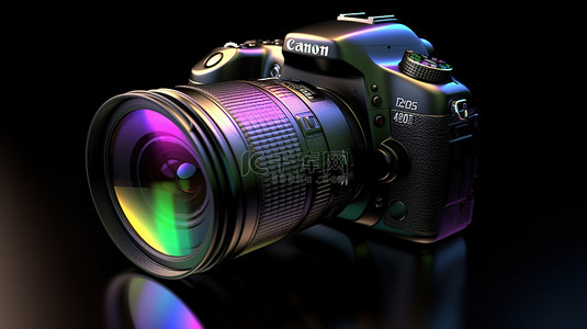相机背景图片_具有 3D 渲染单反相机的彩色插图